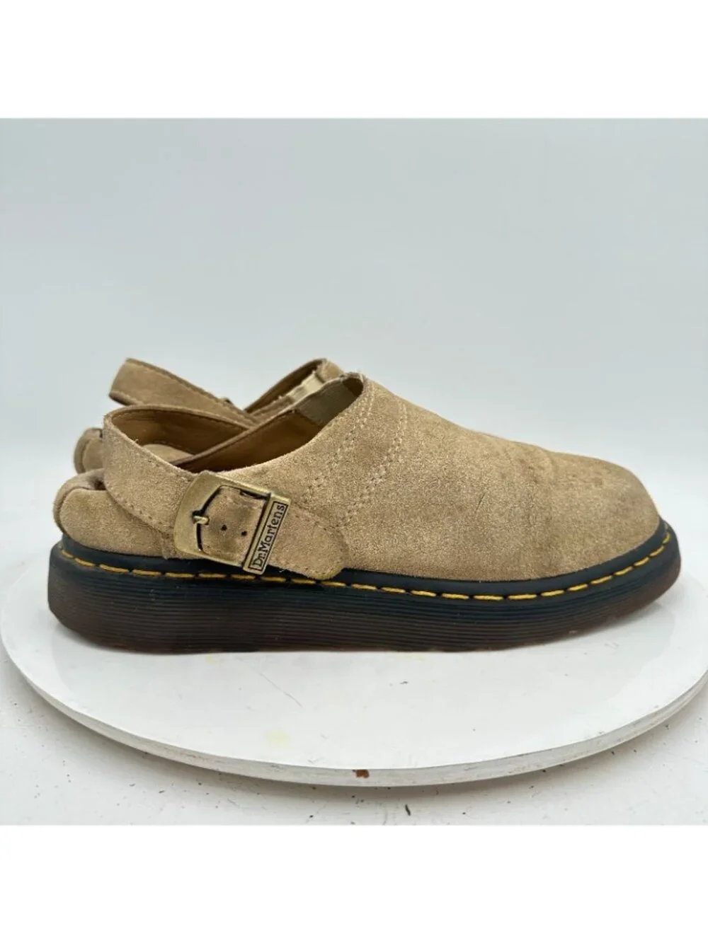 Dr Martens Isham Women Size 8 Desert Oasis Suede Mules Back Buckle Sandal
